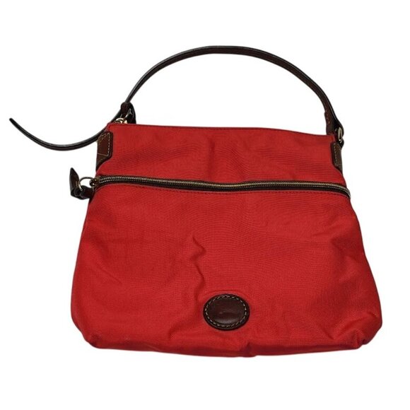 Dooney & Bourke Handbags - Dooney & Bourke Red Nylon Pouchette Letter Carrier Cross Body Bag Broken Strap